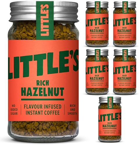 Little's Rich Hazelnut Flavoured Instant Coffee, 6 Pack (50g x 6) - Rich & Smooth Coffee, Infused With Hazelnut Flavour - Vegan Friendly, Low Calories, No Added Sugar