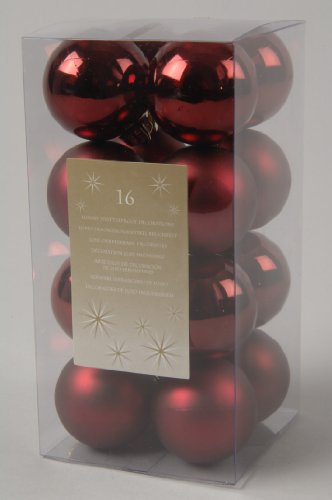 Weihnachtskugeln Mini Kunststoff 4cm x 16 Stück Christbaumkugeln bruchsicher weinrot Bordeaux