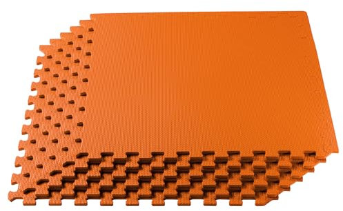 Nous vendons Tapis – 2 'X2' en Mousse à emboîter Anti-Fatigue d'exercice & Fitness Gym Doux Yoga Trade Show Salle de Jeux Cave Dalles de Sol carré Bordures Inclus – 13 Couleurs au Choix, Orange
