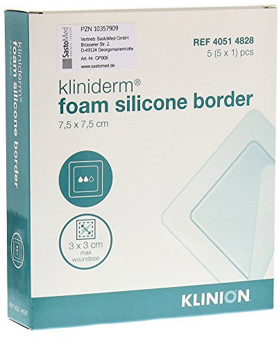 Kliniderm Foam Silicone Border Square Dressing, 7.5 x 7.5 cm