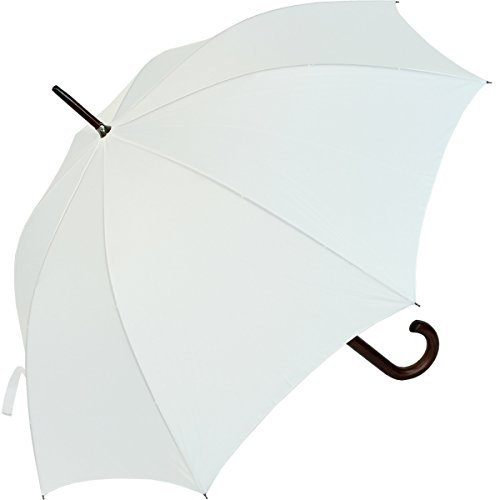 RS-Regenschirm Holzstock groß stabil für Damen und Herren mit Automatik- weiß