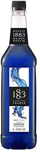 1883 Maison Routin Premium Blue Curacao Flavoured Syrup for Home Cocktail Making, Mocktails & Desserts - Vegan-Friendly, Allergen-Free, Preservative Free - 1L PET Bottle