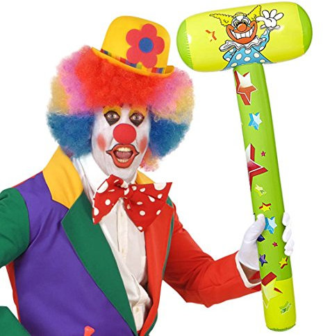 NET TOYS Marteau de Clown Gonflable Maillet 96 cm Outil à gonfler massette heurtoir Accessoire de déguisement arlequin Fou Article de Farce et Attrape