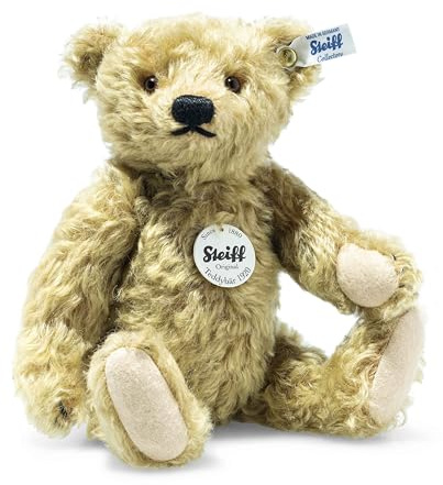 Steiff Kuscheltier Classic 1920 Teddybär, Süßes Stofftier mit Kunststoffaugen, Erwachsene, Sammlerstück, Plüschtier 25 cm, Beige, 000713