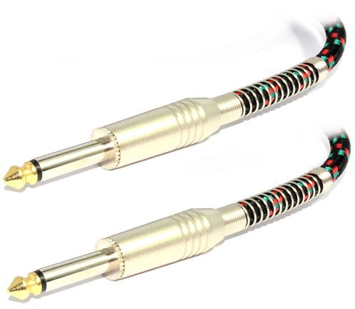 HQ Helicoidal Blindado Guitarra Cable 6,35 mm Mono Conector Jack Cable Oro Tip 5 m [5 Metros]