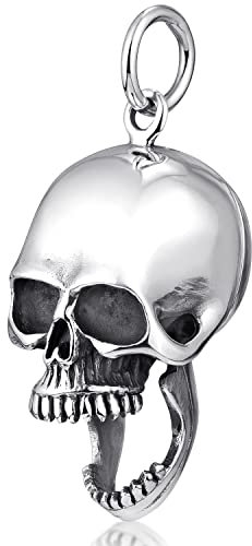 MATERIA Totenkopf Anhänger für Halskette gothic antik - 925 Silber Medaillon Schädel hohl und aufklappbar #KA-82