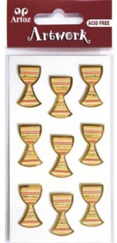 Artoz Artwork 3D Motiv-Sticker 185550-57,Kelch orange, Hintergrund Spiegel-Gold, mit Glitter verziert