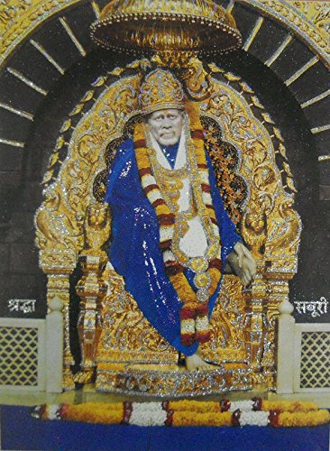 Crafts of India Shirdi Sai Baba Poster with Glitter-Reprint on Paper-(20X16 inches)