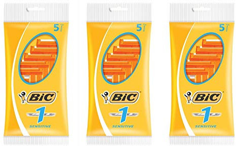 BIC Set mit 3 Hüllen für Rasierer Nr. 1 – 1 Klinge für empfindliche Haut