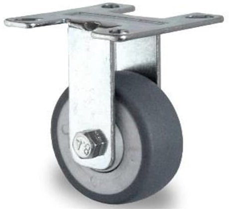 Apparaterolle Bockrolle 50 mm ohne Feststeller Gummi grau-spurlos Anschraubplatte Möbelrolle Transportrolle