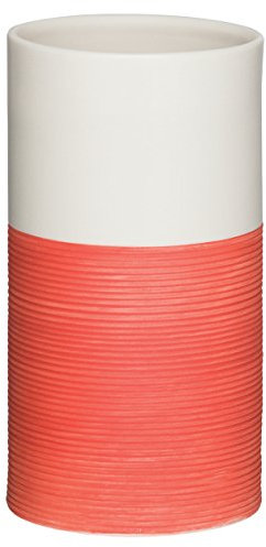 Sealskin Becher Doppio, Zahnputzbecher aus natürlichem Porzellan, Farbe: Koralle, handbemalt, 6.7 x 6.7 x 12.6 cm