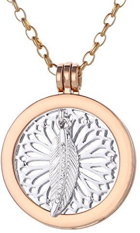 Morella Halskette Damen Gold 70 cm Edelstahl mit Amulett und Coin 33 mm in Schmuckbeutel Traumfänger