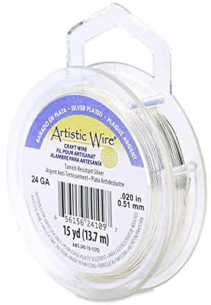 Artistic Wire 51 mm Silver Plated Colored Copper Craft Wire, Tarnish Resistant 13.7 m, 24 Gauge, 15 yd