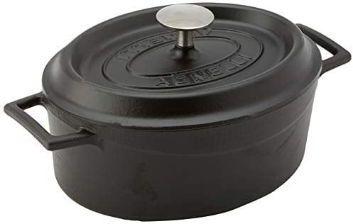 Pentole Agnelli Coghsop12625m - Casseruola Ovale In Ghisa Con 2 Maniglie, Nero (Opaco), 25 x 20 Cm, 1 Pezzo