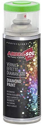 Ambro-Sol V400DIAM5 Smalto / Vernice Finiture Speciali Diamantati, Smalto Metallizzato a Base di Glitters Perlescenti, Bomboletta Spray in Banda Stagnata Riciclabile 400 ml, Verde