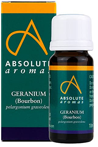 Absolute Aromas Geranium, Bourbon (pelargonium graveolens) Essential Oil 10ml - 100% Pure, Natural, Undiluted, Vegan and Cruelty-Free - For use in Diffusers and Aromatherapy Blends Neutral