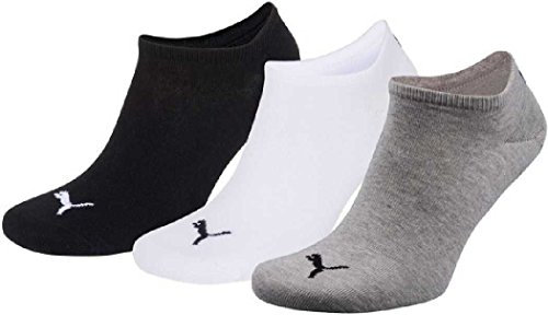 Puma Chaussettes de Sport - Uni - Mixte Adulte - Gris/Blanc/Noir - 35-38