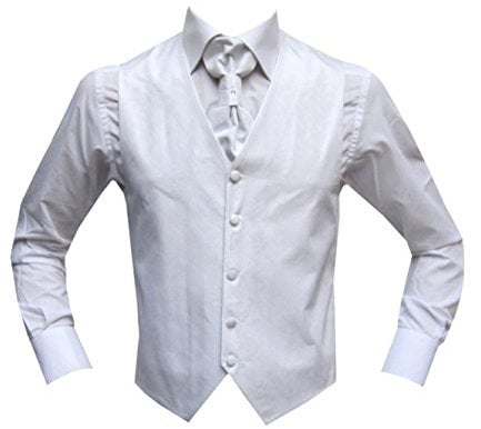 MMUGA Hochzeitwesten Set mit Plastron Dallas Weiß 62