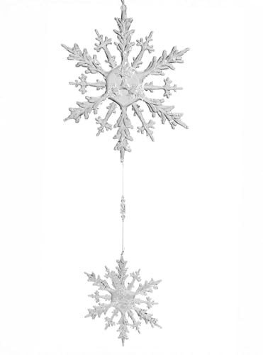 formano Hänger Eiskristalle Fensterdeko Weihnachten 45 cm aus Acryl klar mit Satinband - Schneeflocken-Deko für Fenster oder Tür - Elegante Winterdeko zum Aufhängen - frostige Weihnachtsdekoration