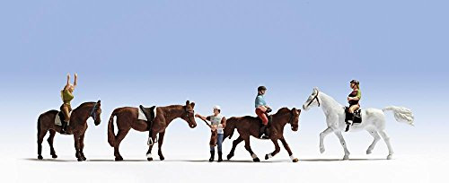 NOCH Reiter und Pferdefiguren Set, Handkoloriert Kunststoff, Spur N 1:160 Ideal für Landleben Szenen