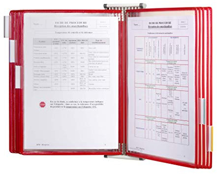 Djois made by Tarifold Fr 414103 – Support Kit Mural document Tarifold métal, 10 pochettes A4 Rouge, Présentation documents