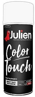 Julien Peinture Aérosol Intérieure et Extérieure Color Touch en Phase Aqueuse - Blanc Neige Brillant - 400ml