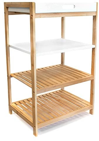 NORDIC osoltus Küchenregal Badregal Bambus und weiß lackiertem Holz 112282