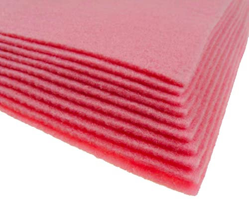 Bastelfilz Bögen 10er-Pack flex Filz DIN A4, Stärke 1,5-2mm, Filzplatte, 29 Farben, Farbe:rosa