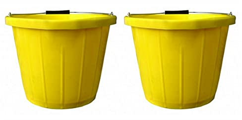 2 x Invincible Builders Building Bucket Yellow Heavy Duty Strong