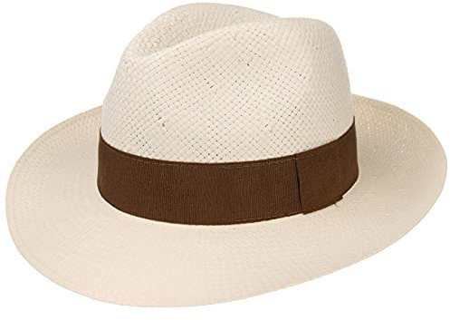 Lipodo Palermo Strohhut (Bogarthut) aus Papierstroh Damen und Herren - Hut mit Ripsband - Sommerhut in Natur - Sonnenhut in S (54-55 cm)-XL (60-61 cm) - Strandhut Frühling/Sommer Natur L (58-59 cm)