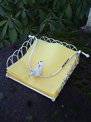 deko-impression Wunderschöner Serviettenhalter, Serviettenständer, Eisen, weiß, Shabby