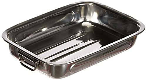 Ibili 651430 - Rustidera Clásica Inox con asas metálicas abatibles 32 x 24.5 x 5.5 cm