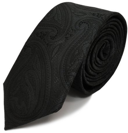 TigerTie schmale Designer Krawatte schwarz schwarzgrau olivschwarz paisley