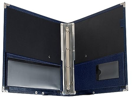 Classic Cantabile B16BL Music Folder Deluxe blue | Luxury Sheet Music Folder, 335 x 280 mm, Capacity approx. 2 cm, Blue PU Leather, 4 Metal Protective Corners