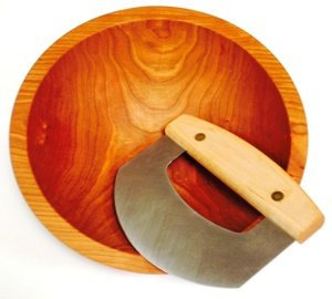 Massivem Kirschbaum 22,9 cm Schneidebrett Schale und Wiegemesser Messer Set