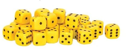 Dice - 30 Yellow D6 10mm