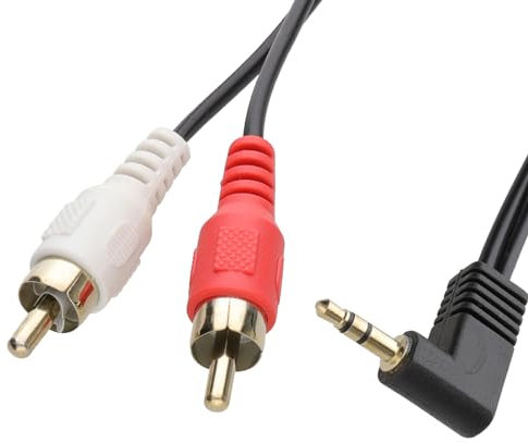 Rechts Abgewinkelt 3,5 mm Stereo Klinkenstecker Zum 2 Chinch Cinch Stecker Kabel Vergoldeten 0,5 m [0.5 Meter/0,5m]