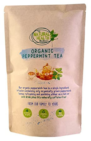 Organic Peppermint Tea Bags (50 Bags) By The Natural Health Market • Rubbed Fresh Peppermint Leaves • Plastic Free