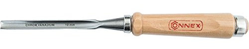 Connex COX861110 Hohlbeitel mit Ulmer Heft aus Weißbuche und Chrom-Vanadium-Klinge mit Außenwate, Breite 10 mm