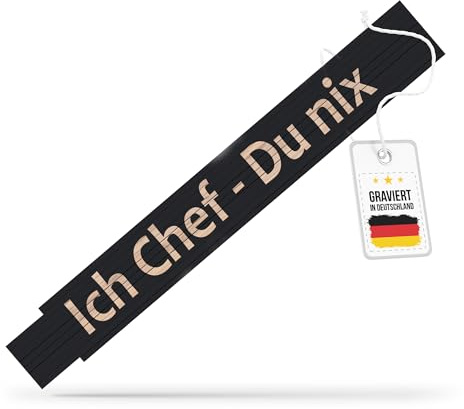 andSmile Zollstock schwarz - mit Spruch - Ich Chef-Du nix - lustiger Zollstock aus hochwertigem Buchenholz - lustige Geschenke für Männer, den Chef, Papa, zum Vatertag, Geburtstag