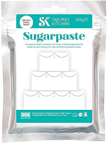 Squires Kitchen Ready to Roll Sugarpaste Icing for Decorating Cakes, Cupcakes & Cookies, Premium Quality Rolled Fondant - Bridal White 250g