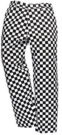 Pantalones unisex de estilo holgado para hombre y mujer, con cordón para servicio de alimentos, panaderos y profesionales culinarios, Chess Check, M