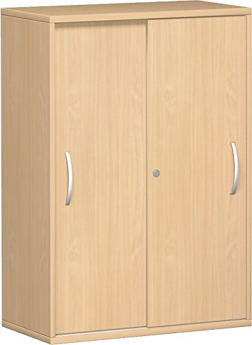 Geramöbel Schiebetürenschrank 2 Dekor-Einlegeböden, abschließbar, 800x425x1152, Buche/Buche