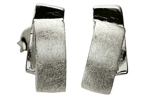 SILBERMOOS Ohrstecker Rechteck gebürstet glänzend Sterling Silber 925 Ohrringe