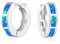 Blau Erstellt Opal Inlay Schillernden Huggie Hoop Ohrringe Für Frauen .925 Sterling Silber Oktober Birthstone