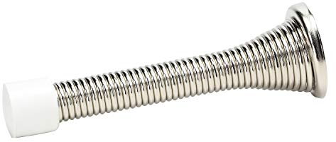 10 Pack Rok Hardware 3 (76mm) Flexi Spring Heavy Duty Door Stop Brushed Nickel Finish, Flexible Wall Bumper Protector Guards, ROKDS1BN