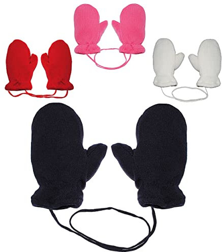 alles-meine.de GmbH Fausthandschuhe - Merino-Wolle Strick & Fleece - ROSA/Flieder - Größe: 9 Monate - 18 Monate - Baumwolle & Schurwolle - mit extra Daumen - Kinder/Baby ..