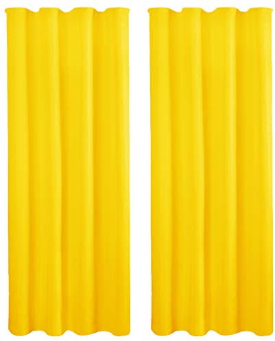 Bestlivings Vorhang Blickdicht (140x145cm / 2 Stück) Gardine Uni (Gelb) mit Kräuselband/Universalband, Dekoschal für Fenster, Balkon - Dekorativer Gardinenschal
