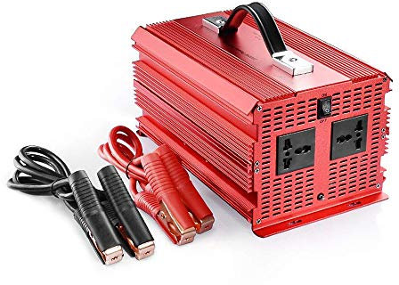 BESTEK 2000watt KFZ Spannungswandler 12V auf 230V Auto Wechselrichter Stromwandler 12 auf 230 Umwandler mit Zertifiziert Autobatterieclips Kabel 2000W