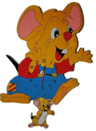 alles-meine.de GmbH Wanduhr Maus mit Pendel 30,5 cm Uhr Holz Kinder Kind Kinderzimmer Kinderuhr